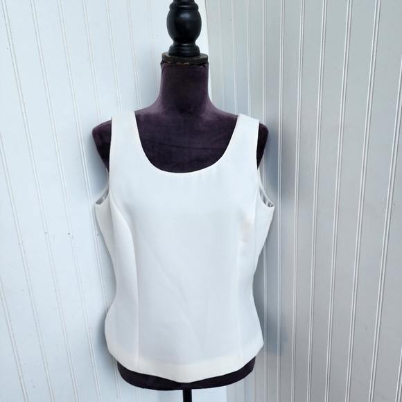 Preston & York Women's White Sleeveless Shell Top Zip blouse Formal Office Sz 12 - Picture 1 of 16
